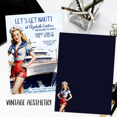 vintage pin up girl yacht party boat invitation