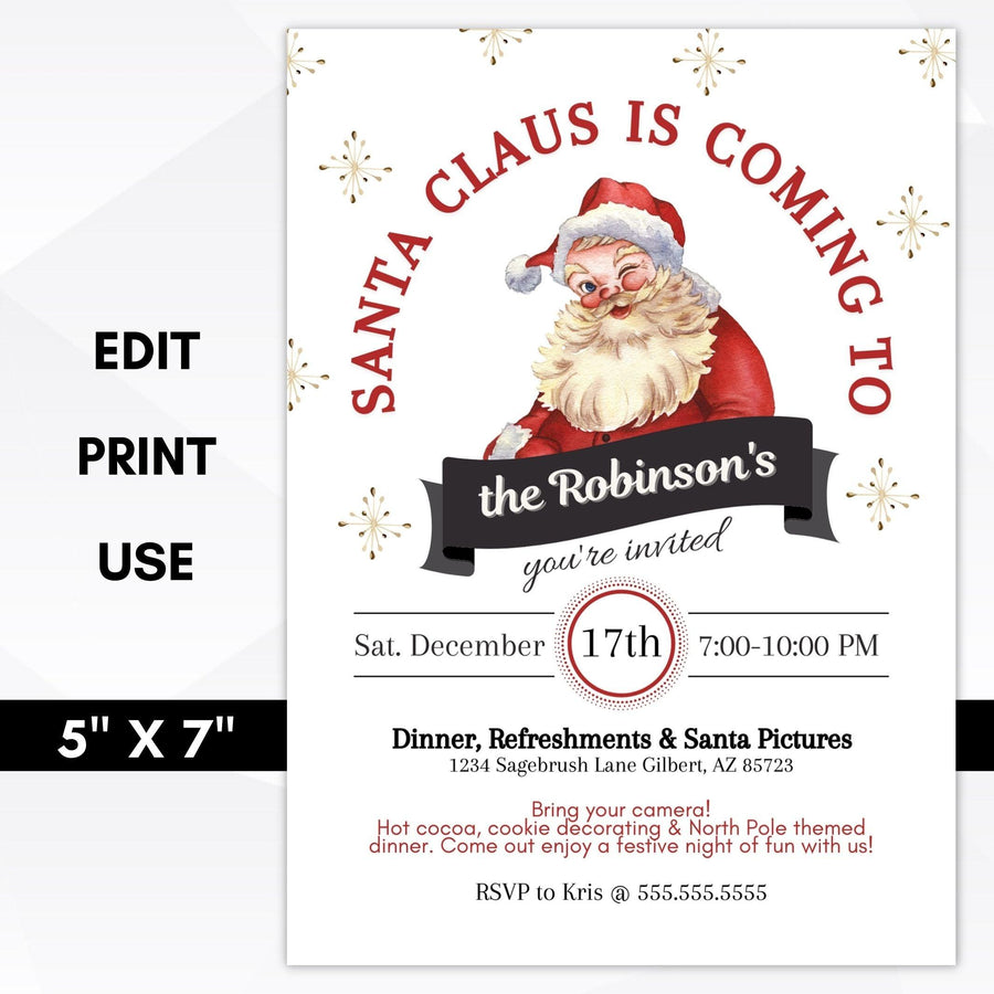 Santa Christmas Party Invitation – Simple Desert Designs