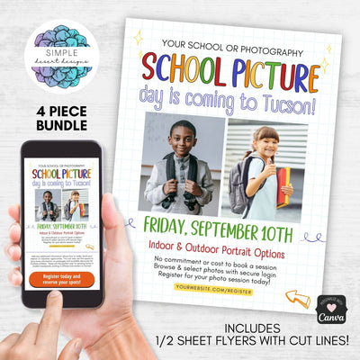 editable school photo day flyer templates for photography studio or school pictures