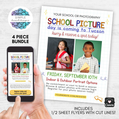 customizable school photography flyers for pre k preschool daycare elementary middle school