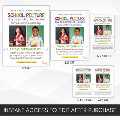 custom school pictures flyers for pta pto or photography business