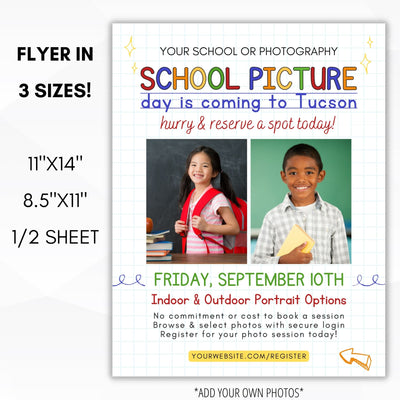 personalized school photography session flyers