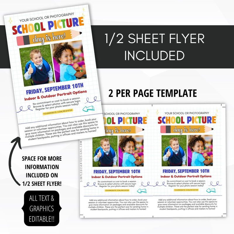 send home flyer for school pictures small business preschool photography photographer