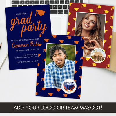 show your school spirit with this customizable graduation invitation template