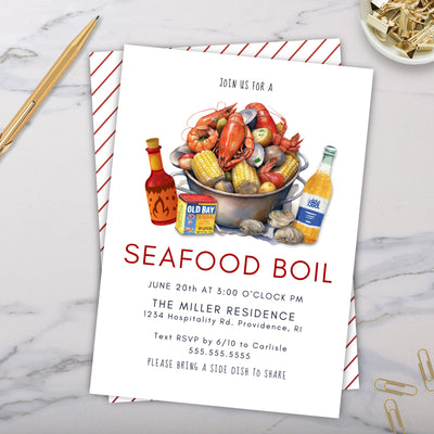 elegant seafood boil invitation for backyard dinner party