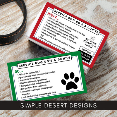 editable service dog cards for public access and service dog etiquette