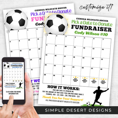 diy customizable calendar fundraiser template for soccer team players fundraising calendars