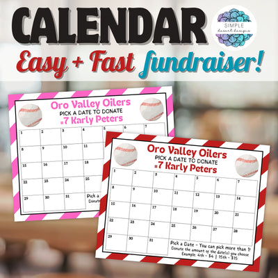 easy diy calendar fundraiser templates for baseball and softball