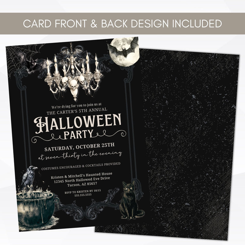 creepy halloween party invitations in digital and printed formats