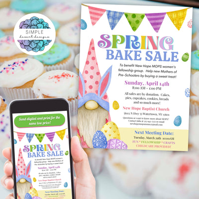 cute spring bake sale fundraiser flyer invitations template