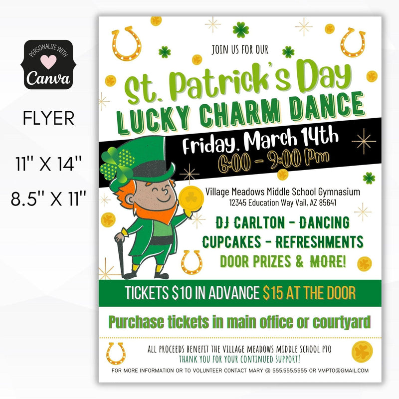 lucky charm st patricks day dance fundraiser flyer