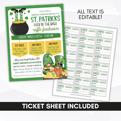 personalized st patricks raffle fundraiser flyers