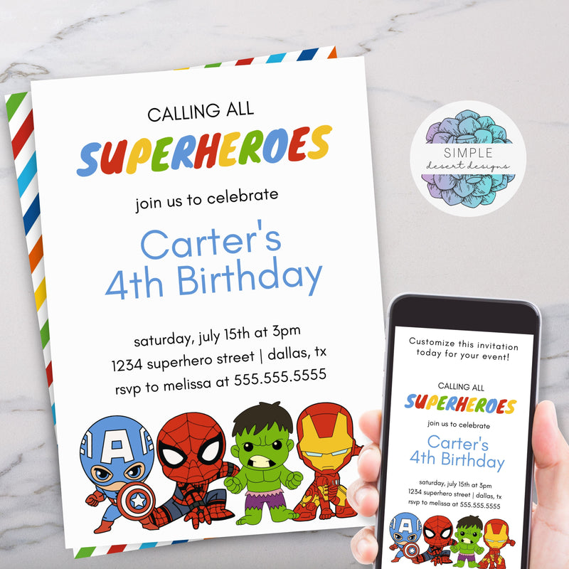 personalized superhero party invitations digital e invitations and printable