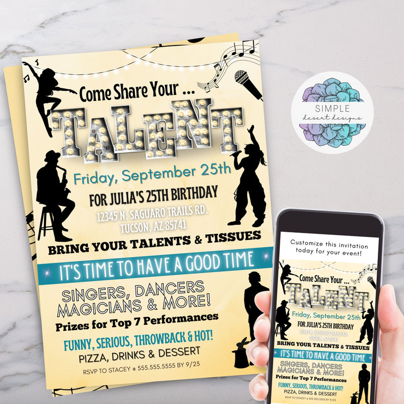 personalized karaoke birthday party alternative with talent show theme