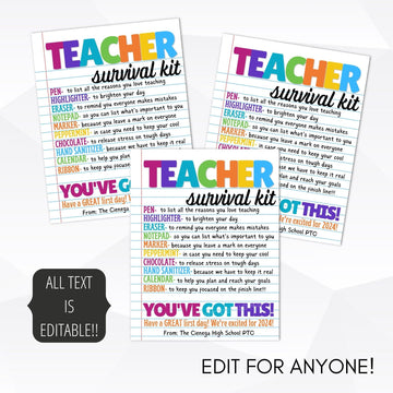 Teacher Survival Kit Gift Tag – Simple Desert Designs