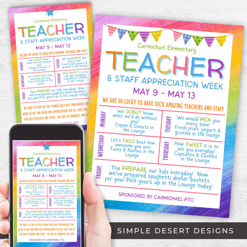 personalized teacher appreciation week schedule itinerary flyer invitations