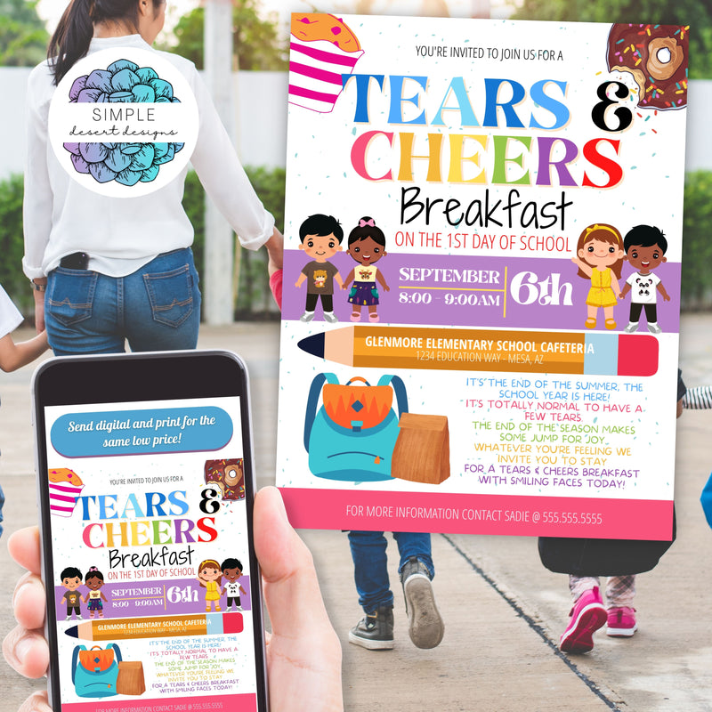 tears and cheers event flyers for back to school event