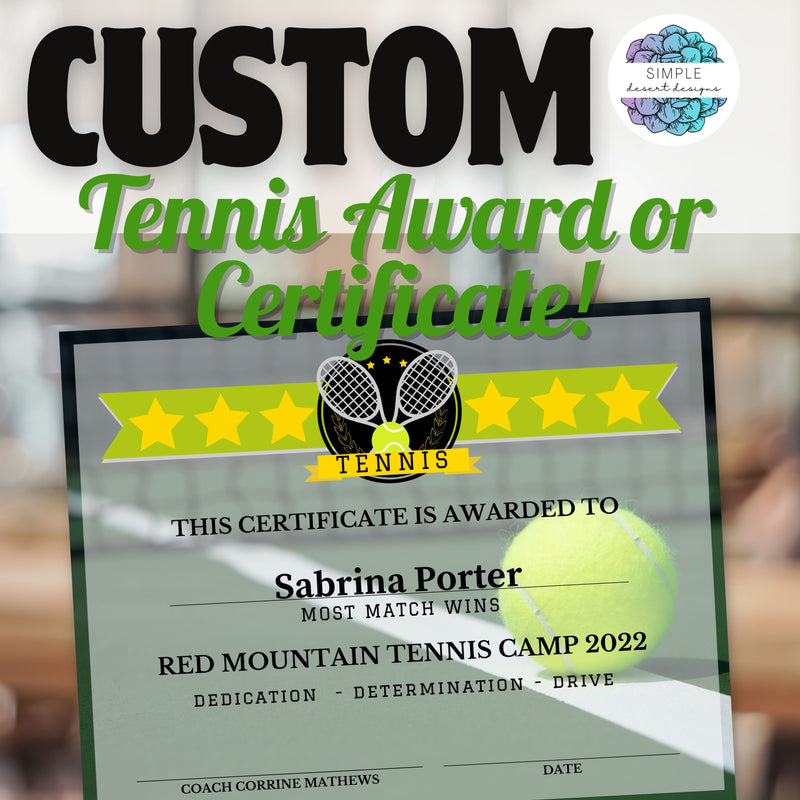 Tennis Award Certificates Template