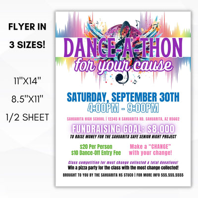 dance a thon fundraiser flyers poster and half sheet flyer designs