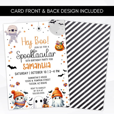 modern cute typography halloween birthday party invitation template