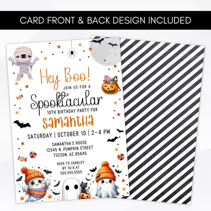 modern cute typography halloween birthday party invitation template