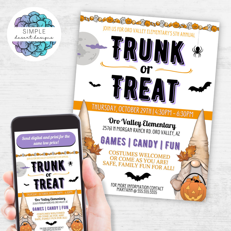 customizable halloween event flyer for school church or community trunk or treat night