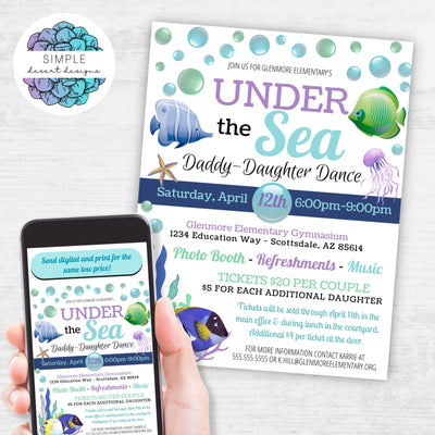 personalized under the sea theme dance flyer invitations