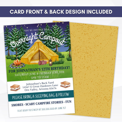 camping and smores party invitations