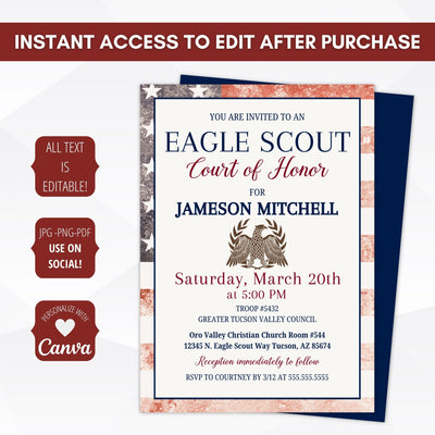 masculine court of honor eagle scout invitations