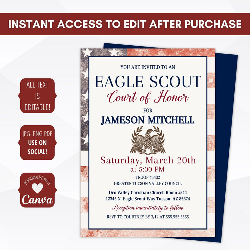 masculine court of honor eagle scout invitations