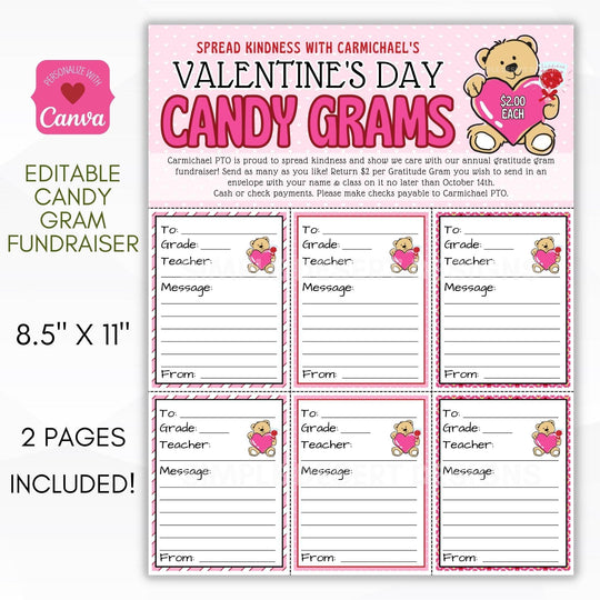 Valentine Candy Gram Teddy Bear – Simple Desert Designs