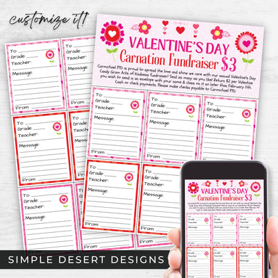 custom carnation gram fundraiser flyer and sheet set