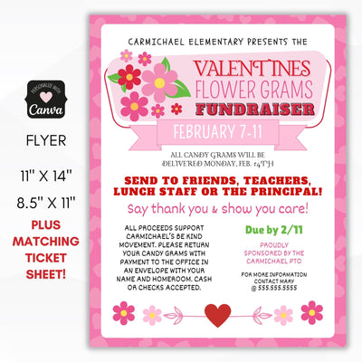 valentines day flower sales fundraiser bundle with personalized text