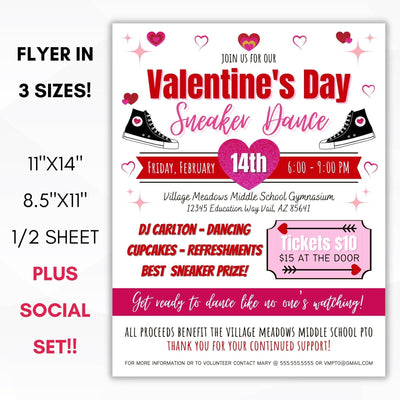 valentines day sneaker dance flyer