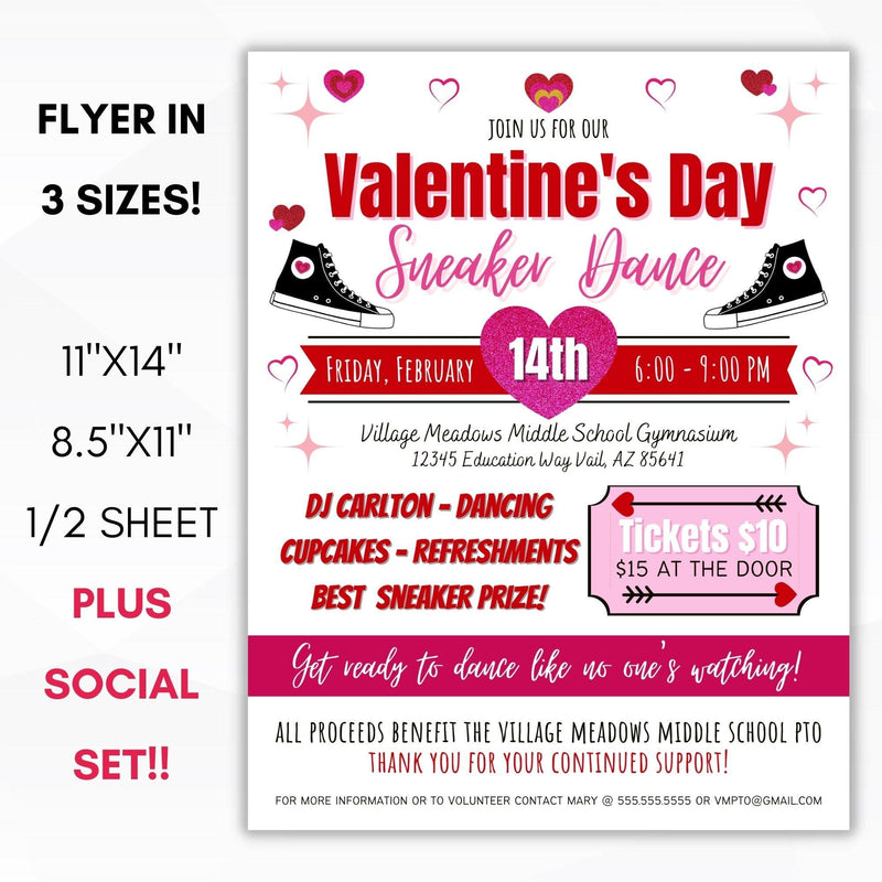 valentines day sneaker dance flyer