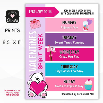 personalize all of the text on this spirit week flyer template