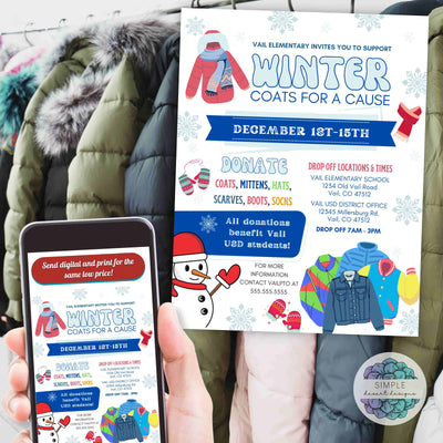 personalized flyer templates for winter coat drive donations