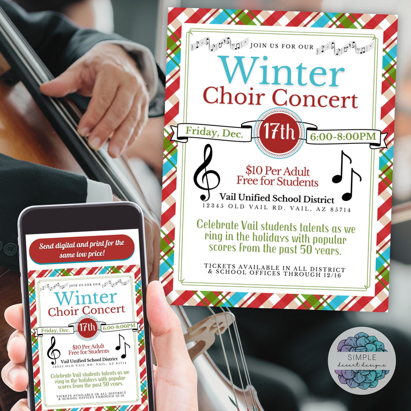 Winter Concert Invitation Flyers Set