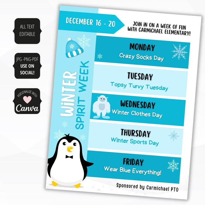 spirit week for the office school winter ideas